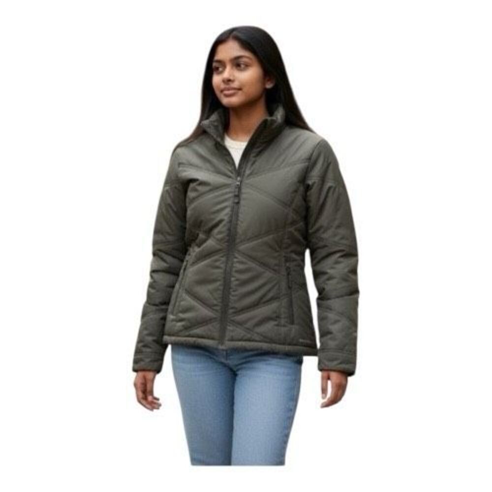 Merrell Grey Quilted WomenāJacket Size XS Winter Puffer Zipper Drawstring Hem